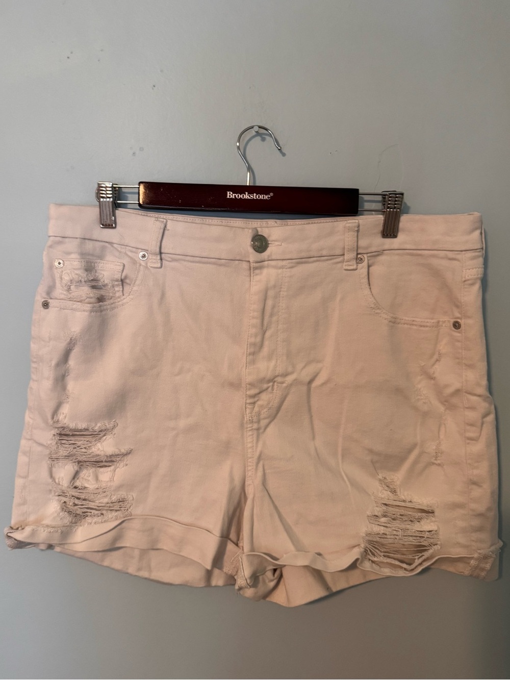 American Eagle Outfitters Curvy Hi-Rise Shortie in Distressed White Size 18